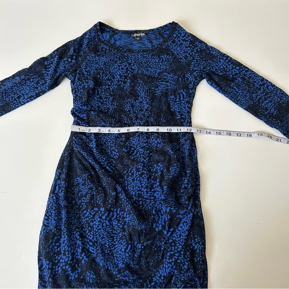 Express Body Con Snake Print Blue and White Mini Dress - Picture 3 of 9